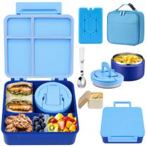 Conjunto de lancheira Bento MAXSO com 240 ml de sopa Thermo Kids Blue Conjunto de lancheira Bento MAXSO com 240 ml de sopa Thermo Kids Blue