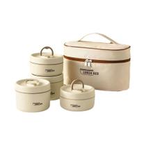 Conjunto De Lancheira Térmica Portátil Para Adultos E Crianças, Recipiente Térmico Empilhável Para