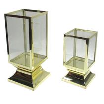Conjunto de lanternas de metal e vidro douradas 2 pcs g 16,5 x 16 - BTC Decor