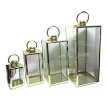 Conjunto de lanternas de metal e vidro douradas 4 pcs gg 27,6 x 26 - BTC Decor