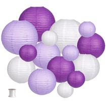 Conjunto de lanternas de papel zilue decorativo roxo/lavanda/branco 15 unidades