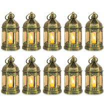 Conjunto de lanternas decorativas Hewory Gold Vintage com velas LED