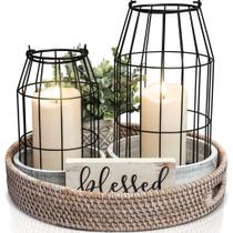 Conjunto de lanternas decorativas KIBAGA Rustic Farmhouse Style (2 unidades) Conjunto de lanternas decorativas KIBAGA Rustic Farmhouse Style (2 unidades)