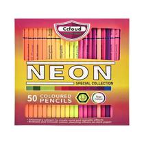 Conjunto De Lápis Coloridos Neon 6 24 50 Peças, Materiais De Desenho Fluorescentes Profissionais