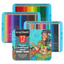 Conjunto de lápis coloridos Premium, 46 unidades com estojo de metal e acessórios