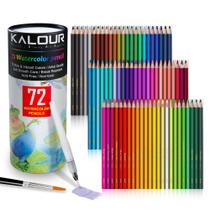 Conjunto de lápis de aquarela KALOUR de 72 cores com pincel para artistas Conjunto de lápis de aquarela KALOUR de 72 cores com pincel para artistas