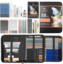 Conjunto de lápis de arte H & B, pacote com 80 esboços com caderno de desenho