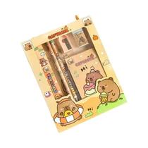 Conjunto De Lápis De Capivara Em Estilo Cartoon 6 Peças Borracha Kawaii Apontador Materiais De