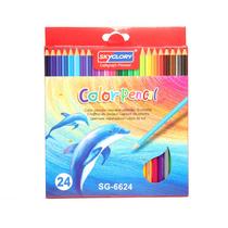 Conjunto de lápis de cor, 24 cores, esboço de qualidade premium, 4 unidades
