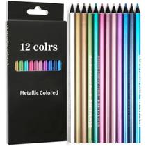 Conjunto De Lápis De Cor Metálico De 12 Cores Para Desenho, Esboços, Materiais De Arte DIY, Pintura