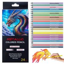 Conjunto De Lápis De Cor Metálicos 12/24 Cores Para Desenho, Esboço, Suprimentos De Arte DIY,