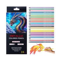 Conjunto De Lápis De Cor Metálicos 12/24 Cores Para Desenho, Esboço, Suprimentos De Arte DIY,