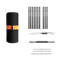 Conjunto De Lápis De Desenho Com Bolsa De Lona Enrolável 27 38 47 Peças Materiais De Desenho