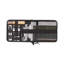 Conjunto De Lápis De Esboço Para Artistas Com 54 Peças, Lápis De Grafite, Carvão, Borrachas E Bolsas