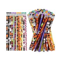 Conjunto De Lápis De Halloween 12/24 Peças Com Padrões De Abóbora, Esqueleto, Morcego E Aranha,