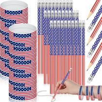 Conjunto de lápis e pulseiras Ctosree, 4 de julho, bandeira americana