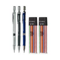 Conjunto De Lápis Mecânico 2.0mm Com Refil De Grafite 2B Preto E Colorido Para Escrita, Esboço,