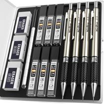 Conjunto de Lápis Mecânicos Nicpro 0,5 e 0,7 mm, 4 Peças com Estojo