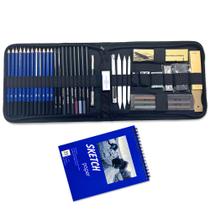 Conjunto de lápis Sketch, 42 unidades inclui lápis de grafite e muito mais