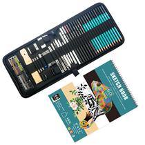 Conjunto de lápis Sketch 54 unidades com lápis de grafite e carvão e estojo Conjunto de lápis Sketch 54 unidades com lápis de grafite e carvão e estojo