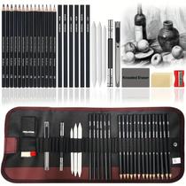 Conjunto de lápis Sketch genérico de 28 peças com estojo para desenhar e esboçar Conjunto de lápis Sketch genérico de 28 peças com estojo para desenhar e esboçar