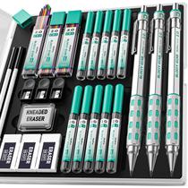 Conjunto de Lapiseiras Mecânicas Nicpro Blocky Gear 2 mm em Metal, 3 Peças Conjunto de Lapiseiras Mecânicas Nicpro Blocky Gear 2 mm em Metal, 3 Peças
