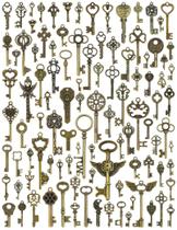 Conjunto de latão de bronze antigo Skeleton Keys JIALEEY x100 Conjunto de latão de bronze antigo Skeleton Keys JIALEEY x100