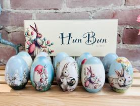 Conjunto de latas de ovos de Páscoa em estilo vintage, preenchível e reutilizável x10 Conjunto de latas de ovos de Páscoa em estilo vintage, preenchível e reutilizável x10