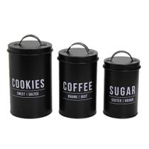 Conjunto de Latas Porta Mantimentos Biscoitos Café e Açúcar