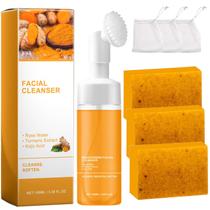 Conjunto de lavagem e cuidado de açafrão hadaclub Limpador facial de cúrcuma e sabonete de açafrão