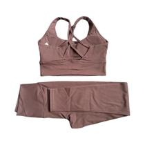 Conjunto De Leggings De Cintura Alta Para Mulheres Em Cor Sólida, Sutiã Esportivo Macio E Calças À