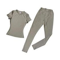 Conjunto De Leggings De Ginástica De Secagem Rápida E Respirável, Top Ativo Slim De Manga Curta E