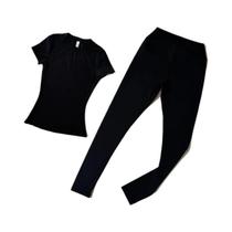 Conjunto De Leggings De Ginástica De Secagem Rápida E Respirável, Top Ativo Slim De Manga Curta E