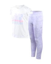 Conjunto de leggings New Balance Girls 7-16, camiseta de manga curta branca Conjunto de leggings New Balance Girls 7-16, camiseta de manga curta branca
