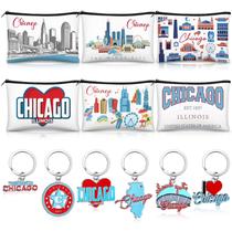 Conjunto de lembranças Landical Chicago 6 bolsas de cosméticos 22x15cm + 6 chaveiros Conjunto de lembranças Landical Chicago 6 bolsas de cosméticos 22x15cm + 6 chaveiros