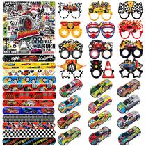 Conjunto de lembrancinhas de festa, carros de corrida, decorações de aniversário, 86 unidades