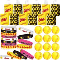 Conjunto de lembrancinhas de festa Softball MTLEE com 12 sacos de papel e pulseiras Conjunto de lembrancinhas de festa Softball MTLEE com 12 sacos de papel e pulseiras