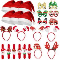 Conjunto de Lembrancinhas de Natal com 24 Peças - Óculos, Bandanas e Chapéus