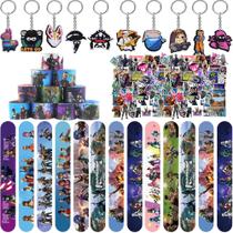 Conjunto de lembrancinhas DRXZI, videogame 90, pulseira Slap, 10 chaveiros, 50 adesivos Conjunto de lembrancinhas DRXZI, videogame 90, pulseira Slap, 10 chaveiros, 50 adesivos