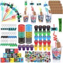 Conjunto de lembrancinhas LiYiQ, 292 unidades com copos, canudos, pulseiras e adesivos Conjunto de lembrancinhas LiYiQ, 292 unidades com copos, canudos, pulseiras e adesivos
