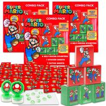 Conjunto de lembrancinhas Super Mario com 60 caixas de lembrancinhas com adesivos