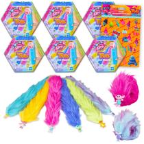 Conjunto de Lembrancinhas Trolls Hair Huggers - Dreamworks - com Adesivos