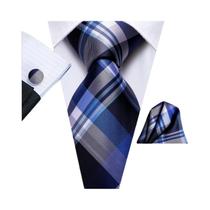 Conjunto De Lenço De Abotoaduras De Gravata Xadrez Elegante Masculino 85cm Moda Presente De Festa De