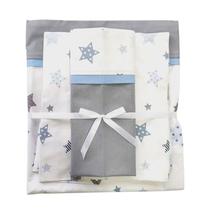 Conjunto de lençóis 100% algodão Blue Stars, 3 peças para Colecho