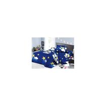 Conjunto de Lençóis 200 Fios - 4 Peças (Azul e Amarelo) - 2 Lugares