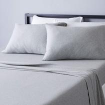 Conjunto de Lençóis Amazon Basics - Algodão Jersey, Tamanho Full, Cinza Claro