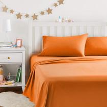Conjunto de lençóis Amazon Basics Kid's Microfiber Full Bright Orange
