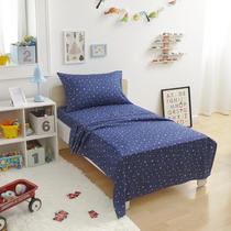 Conjunto de lençóis Amazon Basics Toddler Navy Galaxy Microfiber Conjunto de lençóis Amazon Basics Toddler Navy Galaxy Microfiber