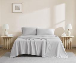 Conjunto de lençóis, armário de linho, algodão de luxo, 144TC, algodão orgânico Twin XL, cinza claro Conjunto de lençóis, armário de linho, algodão de luxo, 144TC, algodão orgânico Twin XL, cinza claro