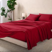 Conjunto de lençóis Bare Home Flannel 100% algodão California King Red